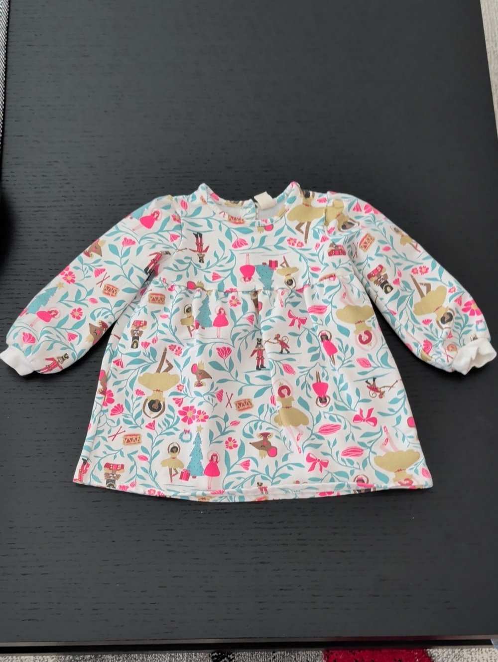 Tucker + Tate Nutcracker Ballet Print Long Sleeve Fleece Lined Twirl Dress 24M